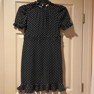 Monteau Black/White Ruffled Dress w/Back Opening, Fits Smaller Than Size Large‎